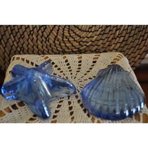 Blue Iridescent Coastal Paperweight - Shell